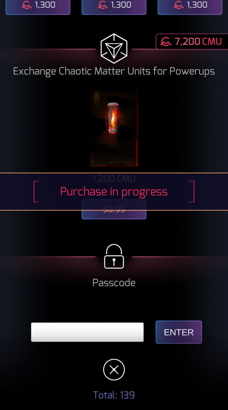 Image of 'purchase in progress' error message from the Ingress Store